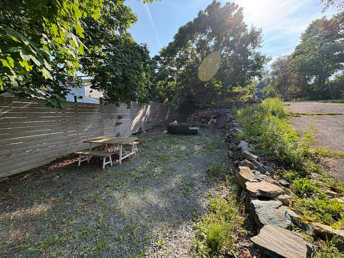 Landscaped yard and picnic area